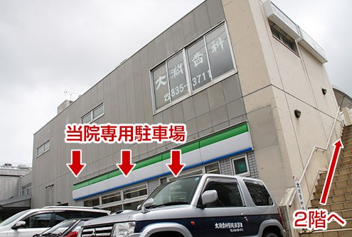 ①外観②受付③診療室