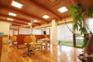 木をふんだんに使った診療室