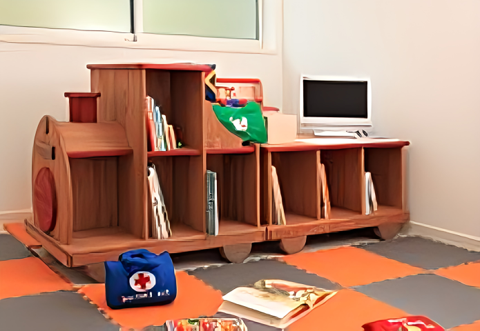 ①外観②キッズルーム③診療室