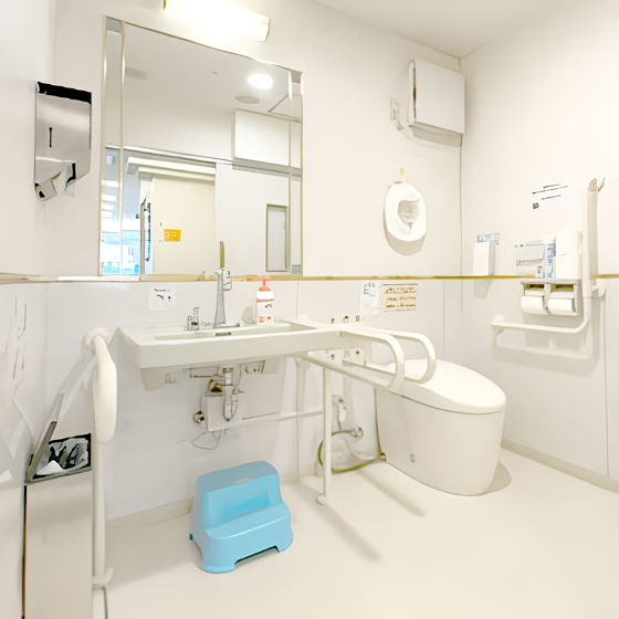 車椅子の方も使えるよう、トイレはバリアフリー設計です