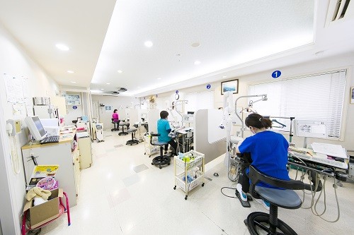 ①待合スペース ②受付 ③診療室