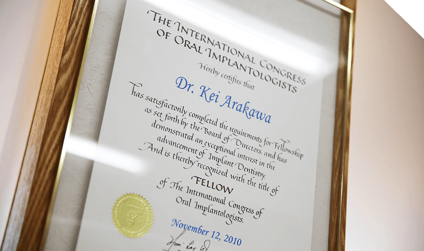 ICOI国際インプラント学会認定医が治療を行います